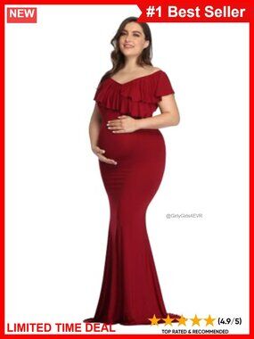Maternity Dress Photoshoot Baby Shower Off Shoulder Mermaid Gown